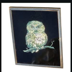 Elegant Owl Art Print in Black and Gold Frame